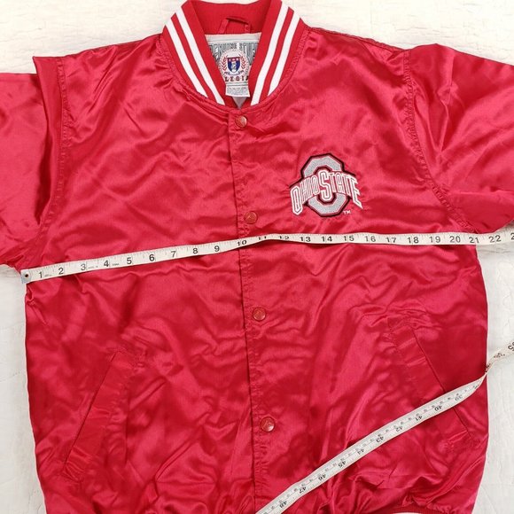 NWT Ohio State Buckeyes Satin Varsity Bomber Jacket Fits Mens Small To Medium - Picture 4 of 12